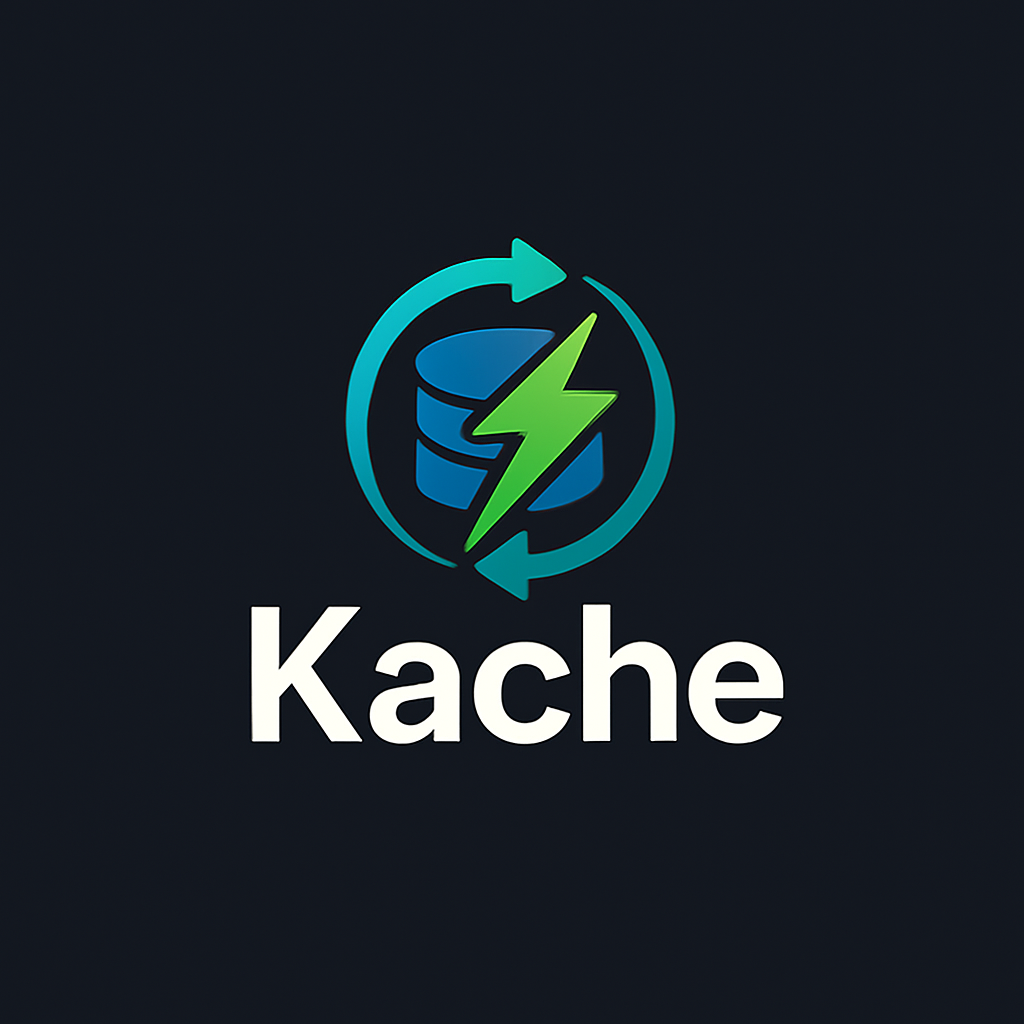 Kache Logo: stylized turquoise box